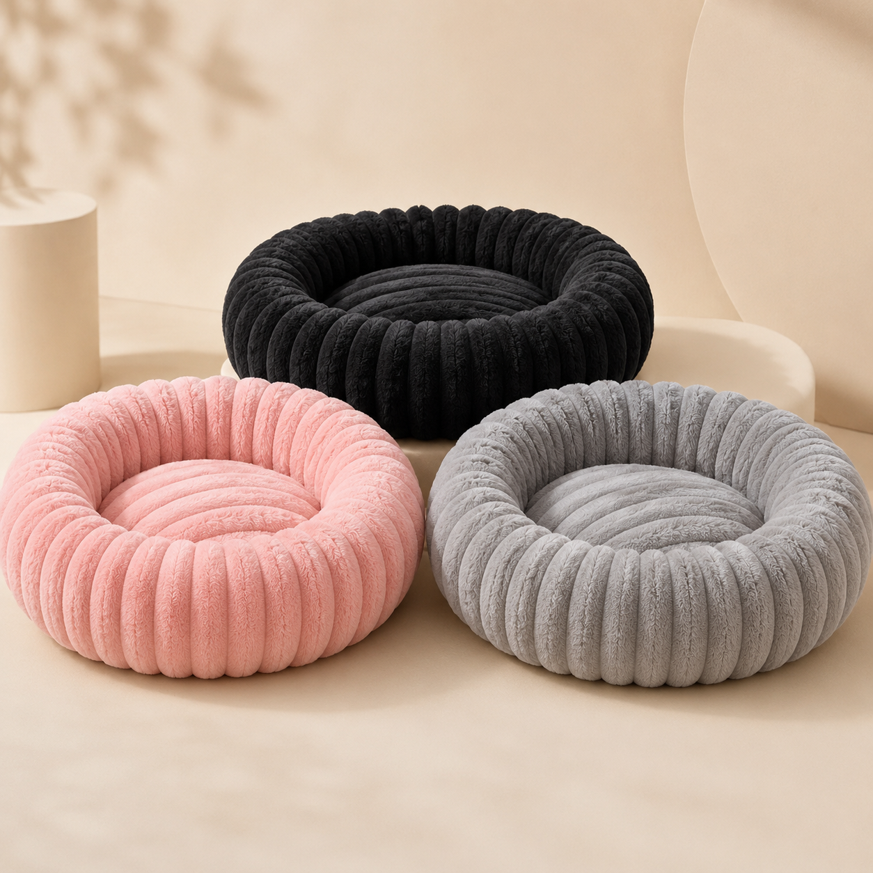 Cama Redonda Afelpada para Perros y Gatos