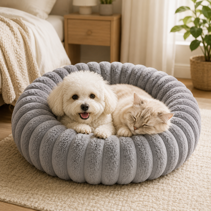 Cama Redonda Afelpada para Perros y Gatos